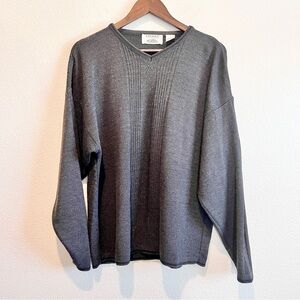 Vintage Fiesole Italy Wool Blend Sweater L Gray Knit Pullover Minimalist Retro